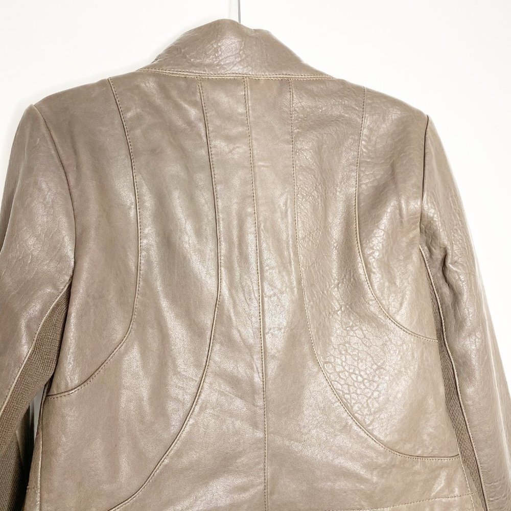 7 FOR ALL MANKIND Real Grey Leather Moto Jacket S - Picture 11 of 15
